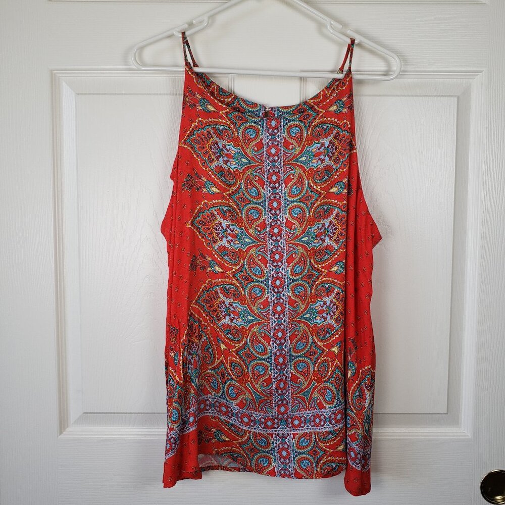 Verse NWT Red Floral Paisley Boho Sleeveless Blouse Size 2XL